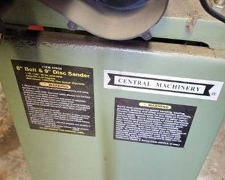 6 Inch Belt Sander and 9 inch Disc Sander Central Machinery