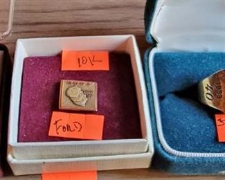 10K and Sterling Pins Ford Pin and Ford Ring