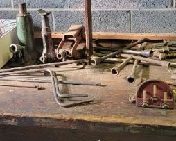 Tool Seat Dollie, Wires, Fireplace Shovel, Car and Scissor Jacks, Tire Changers, C Clamps, Hammers