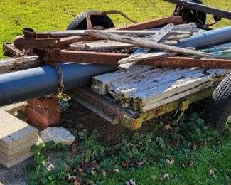 Two Trailers for Hauling and Piping and Misc Wood and Hitch