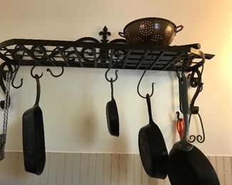 Two handmade pot racks with hooks