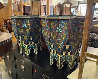 Hand-painted Moroccan tables with Moorish Star Top 