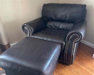 Leather chair and ottoman 