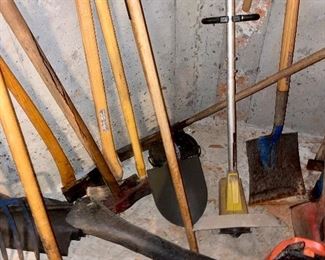 shovels,  rakes, weed eater, leaf blower
