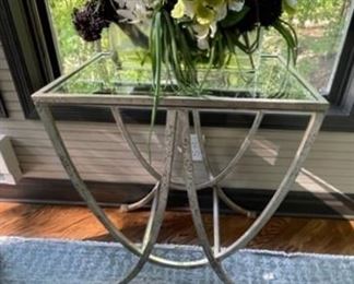 Metal and glass top side table