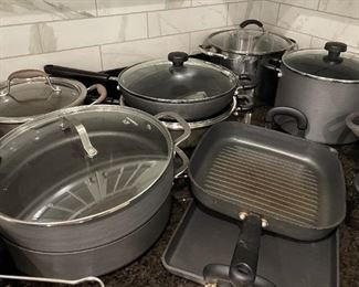 Calphalon and Pampered Chef pots and pans