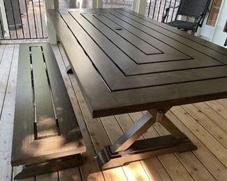 Rectangle outdoor dining table with bench from HOM