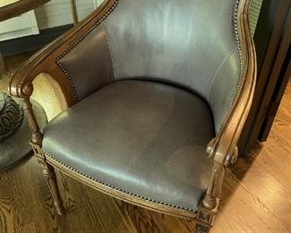 CR Laine leather and wood arm chair