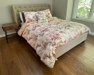 Queen upholstered headboard and mattress