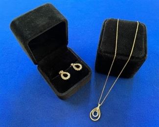 14k diamond earrings and 14k diamond necklace
