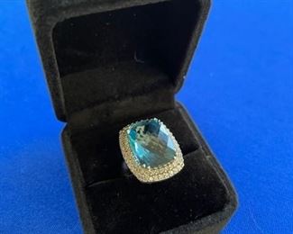 14k blue topaz diamond ring