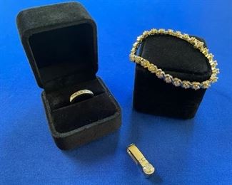 14k diamond band- sold14k diamond pendant (approx. 1ct) and 14k and 1ct T.W. diamond bracelet