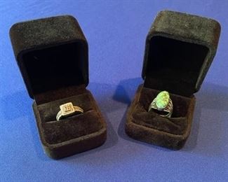 Brown diamond ring,  Sterling Silver and turqoise ring-sold