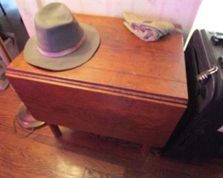 Primitive fold down side table with drawers