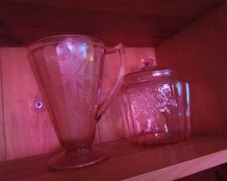 Pink depression glass