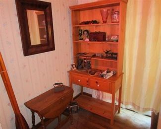 Oars, antique fold down table, primitive hutch....lots of smalls.