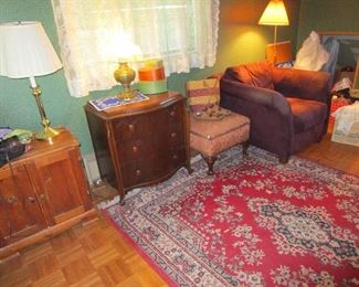 Antique furniture, velvet lounge chair