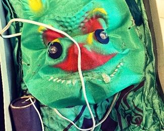  Vintage Chinese Dragon costume with shaped cloth mask.  Lights up!