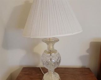 PAIR OF CRYSTAL TABLE LAMPS.  TALL AND HEAVY