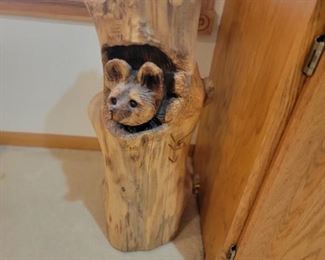 HEAVY HAND CARVED CRITTER IN TREE.