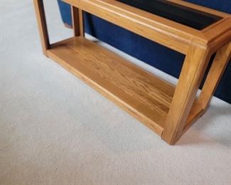 OAK SOFA TABLE WITH GLASS INSERTS