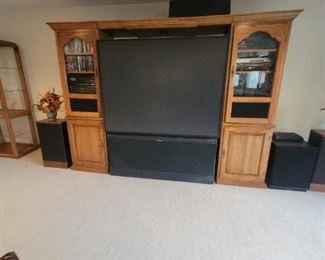 3 PIECE SOLID OAK WALL UNIT, COMPONENET CABINETS
