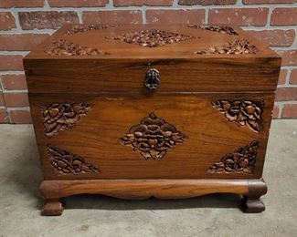 vintage wood carved chest