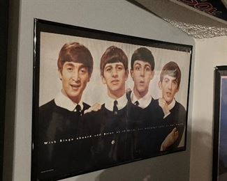 Framed Beatles poster. 