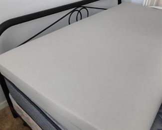 King size bed, mattress and box springs. King size gel topper