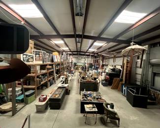 6400 sqft warehouse everything must go! Furniture, art, tools, collectables, glass vases, golf cart, fishing gear. 