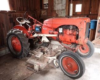 Allis Chalmers B with Woods belly mower