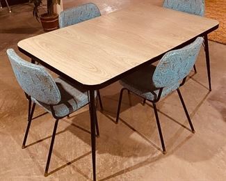 Nu-Chrome Dinette Set MCM Formica Kitchen / Dining Table & 4 Chairs 