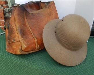 Vintage Leather Mail Carrier Bag & Hat