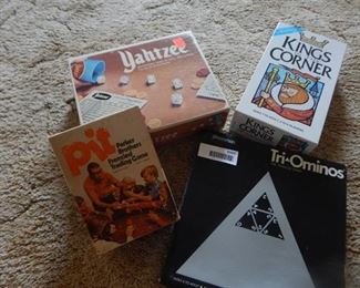 Vintage Games Incl. Pit, Yahtzee, King in the Corner and Tri Ominos