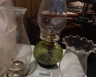 Vintage Green Glass oil lamp