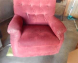 Vintage 1970sStyle Red Corduroy Recliner