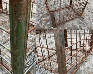 Vintage Metal Basket Milk Crate