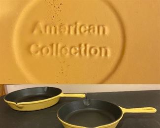 American Collection Iron Yellow Enamel Skillets