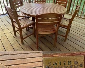 Smith & Hawken Teak Round Table & 6 Chairs