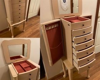 Brand New Blonde Color Queen Anne Legs 6 Drawer Jewelry Armoire