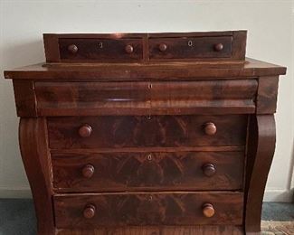 Antique Empire Flame Mahogany Chest of Drawers