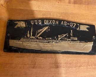USS dixon AS-37 cast iron WWII plaque probably off ship