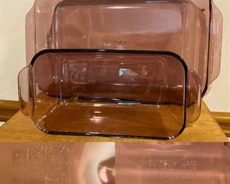 2 Cranberry Pyrex Casseroles