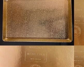 Gold Color Textured Vintage Wear Ever USA Rectangular Serving Tray