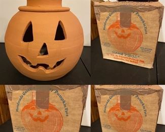 Handmade Georgia Red Clay Pumpkin Face