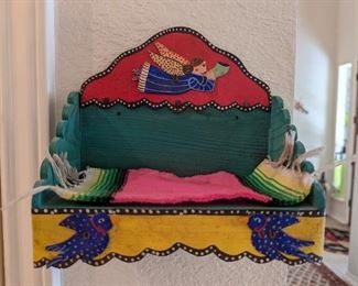 Painted Wooden Wall Shelf