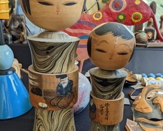 Vintage Kokeshi Japanese Dolls