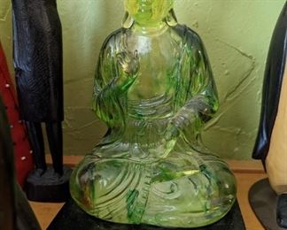 Green Lucite Buddha Figurine