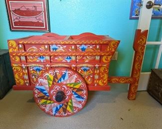 Painted Wooden Side Cart