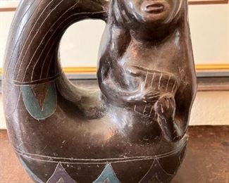 clay mermaid siren harp sculpture